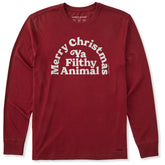 Men's Merry Christmas Ya Filthy Animal Arch Long Sleeve Crusher Tee