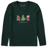 Women's Jolly Season Xmas Long Sleeve Crusher Vee