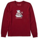 Women's Candy Cane Polar Bear Long Sleeve Crusher Tee