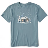 Men's Snowy Cabin in the Woods Short Sleeve Crusher Tee