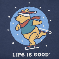 Toddler Winnie Ice Skating Short Sleeve Crusher Tee