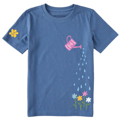 Kids Watering Can Flowers Short Sleeve Crusher Tee