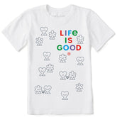 Kids Smiling Hearts and Flowers Short Sleeve Crusher Tee