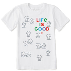 Kids Smiling Hearts and Flowers Short Sleeve Crusher Tee
