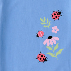 Women's Lady Bugs and Flowers Short Sleeve Crusher Tee