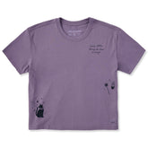 Women's Cat & Moon Short Sleeve Crusher Boxy Tee
