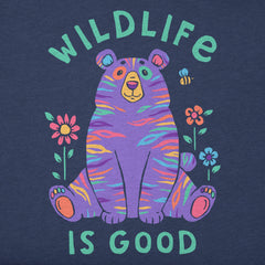 Toddler Wildlife is Good Bear Tiger Short Sleeve Crusher Tee