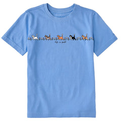 Kids Vintage Cats in Flowers Short Sleeve Crusher Tee