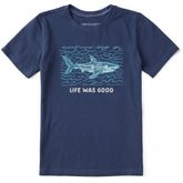 Kids Life Was Good Shark Short Sleeve Crusher Tee