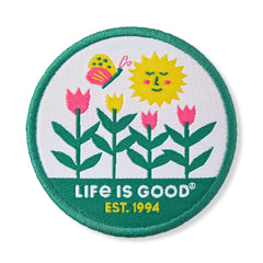 Adult Unisex Sunny Butterfly Garden Woven Patch