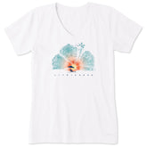 Women's Hibiscus Beach Short Sleeve Crusher Vee