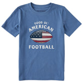Kids Good Ol' American Flag Football Short Sleeve Crusher Tee