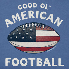 Kids Good Ol' American Flag Football Short Sleeve Crusher Tee