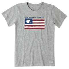 Women's God, Country, Football Short Sleeve Tee