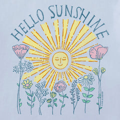Women's Hello Sunshine Sun & Flowrs Short Sleeve Crusher Vee