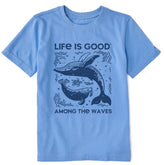 Kids Life is Good Among the Waves Whale Short Sleeve Crusher Tee