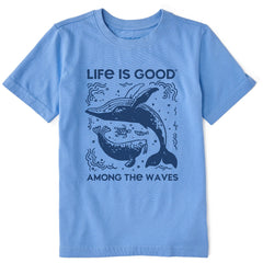 Kids Life is Good Among the Waves Whale Short Sleeve Crusher Tee