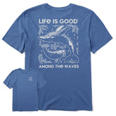 Men's Life is Good Among the Waves Whale Short Sleeve Tee