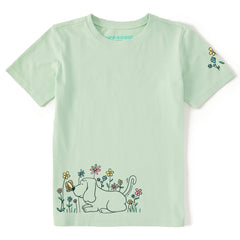 Kids Flower Pup Short Sleeve Crusher Tee
