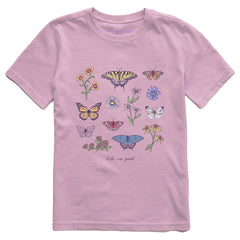 Kids Butterflies and Wildflowers Short Sleeve Crusher Tee