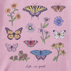 Kids Butterflies and Wildflowers Short Sleeve Crusher Tee
