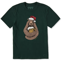 Men's Beer Hug Santa Bear Short Sleeve Crusher Tee