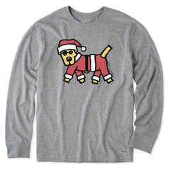 Men's Rocket Santa Suit Long Sleeve Crusher Tee