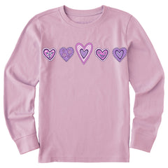 Kids Folk Valentines Long Sleeve Crusher Tee