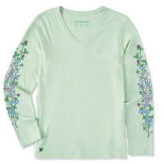 Women's Clovers & Wildflowers Long Sleeve Crusher Vee