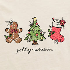 Women's Jolly Season Xmas Long Sleeve Crusher Vee