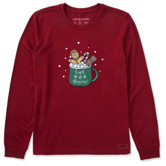 Women's Let it Snow Mug Cocoa Long Sleeve Crusher Tee