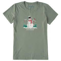 Women's Christmas Snowman Short Sleeve Crusher Tee
