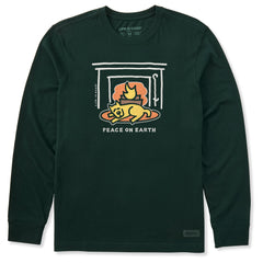 Men's Rocket Fireplace Peace Long Sleeve Crusher Tee