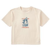 Women's Let's Be Friends Shark Short Sleeve Crusher Boxy Tee