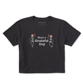 Women's Have a Grateful Day Dancing Skeletons Short Sleeve Crusher Boxy Tee