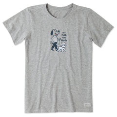Women's Less Talk More Walk Dog and Cat Short Sleeve Tee