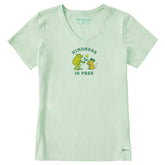 Women's Kindness is Free Frog Mouse Short Sleeve Crusher Vee