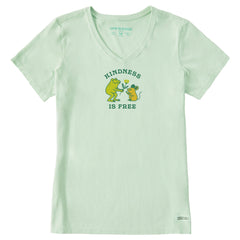 Women's Kindness is Free Frog Mouse Short Sleeve Crusher Vee