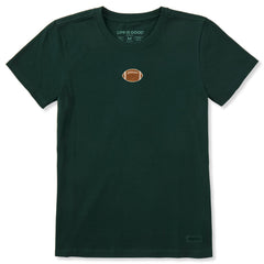Women's Football Embroidery Short Sleeve Crusher Tee