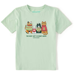 Kids The Best Gift is Right Meow Short Sleeve Crusher Tee
