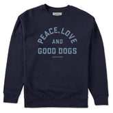 Adult Unisex Peace Love and Good Dogs Every Wear Crew Sweatshirt