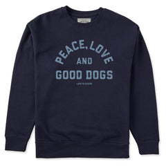 Adult Unisex Peace Love and Good Dogs Every Wear Crew Sweatshirt