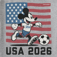 Kids Steamboat Willie Soccer Short Sleeve Crusher Tee