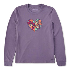Women's Leaf Heart Long Sleeve Crusher Tee