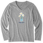 Women's Half Full Daisy Trio Long Sleeve Crusher-LITE Vee