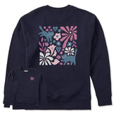 Adult Unisex Cats in Flower Field Every Wear Crew Sweatshirt