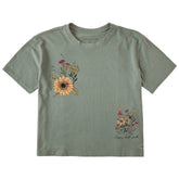 Women's Happy Sunflowers Short Sleeve Crusher Boxy Tee