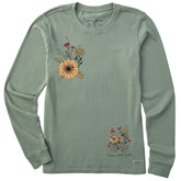 Women's Happy Sunflowers Long Sleeve Crusher Tee