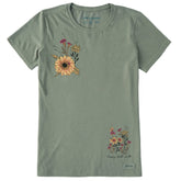 Women's Happy Sunflowers Short Sleeve Crusher Tee