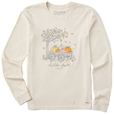 Women's Hello Fall Pumpkin Cart Long Sleeve Crusher Tee